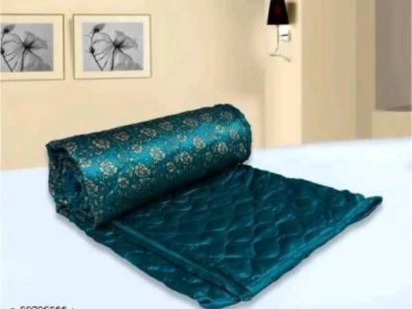 SOLAXO Jaipuri Silk Gold Print Designer Rajai / Comforter / Duvet / Blanket - Queen, Blue, Silk, Rajai, Pack of1